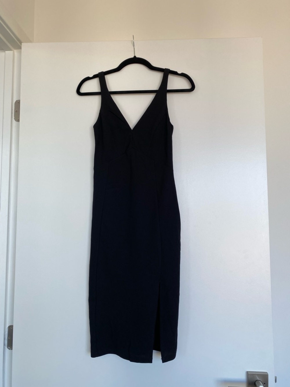Black V-Neck Midi Dress